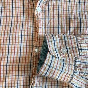Covington | Narrow Plaid Button Down Shirt | Orange, Blue, White | XL